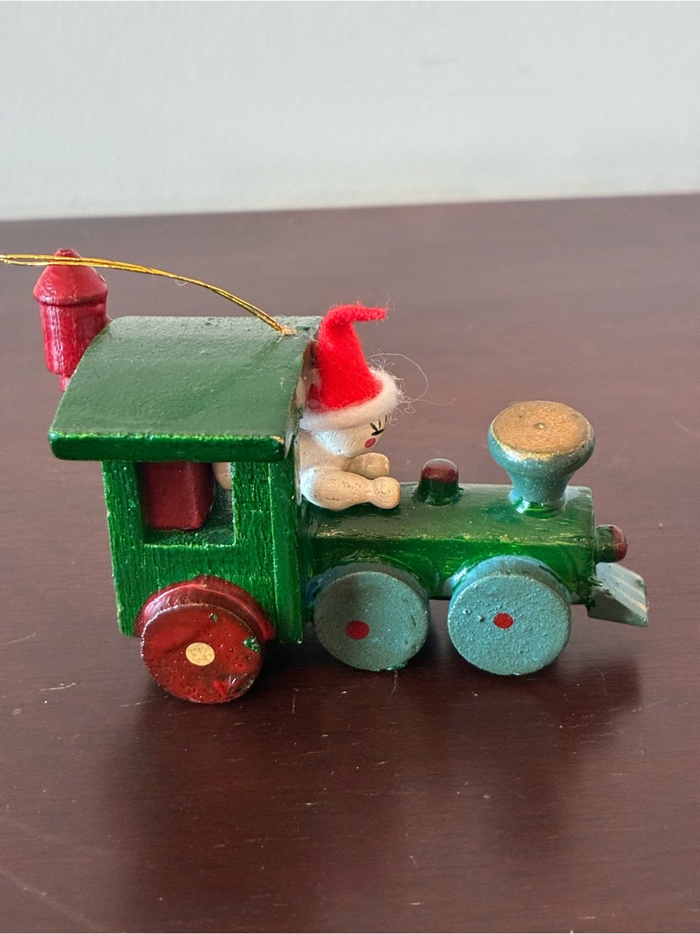 Vintage Russ Berrie Wooden Christmas Train Ornament, Made in Taiwan